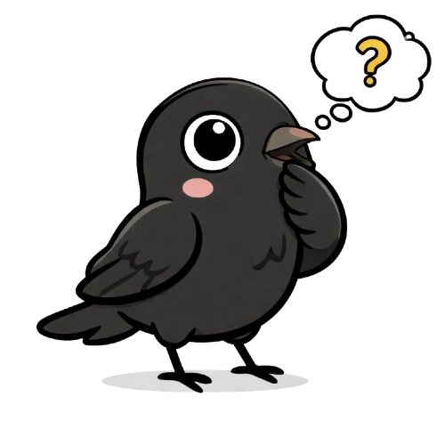 Our mascot crow looking thinking